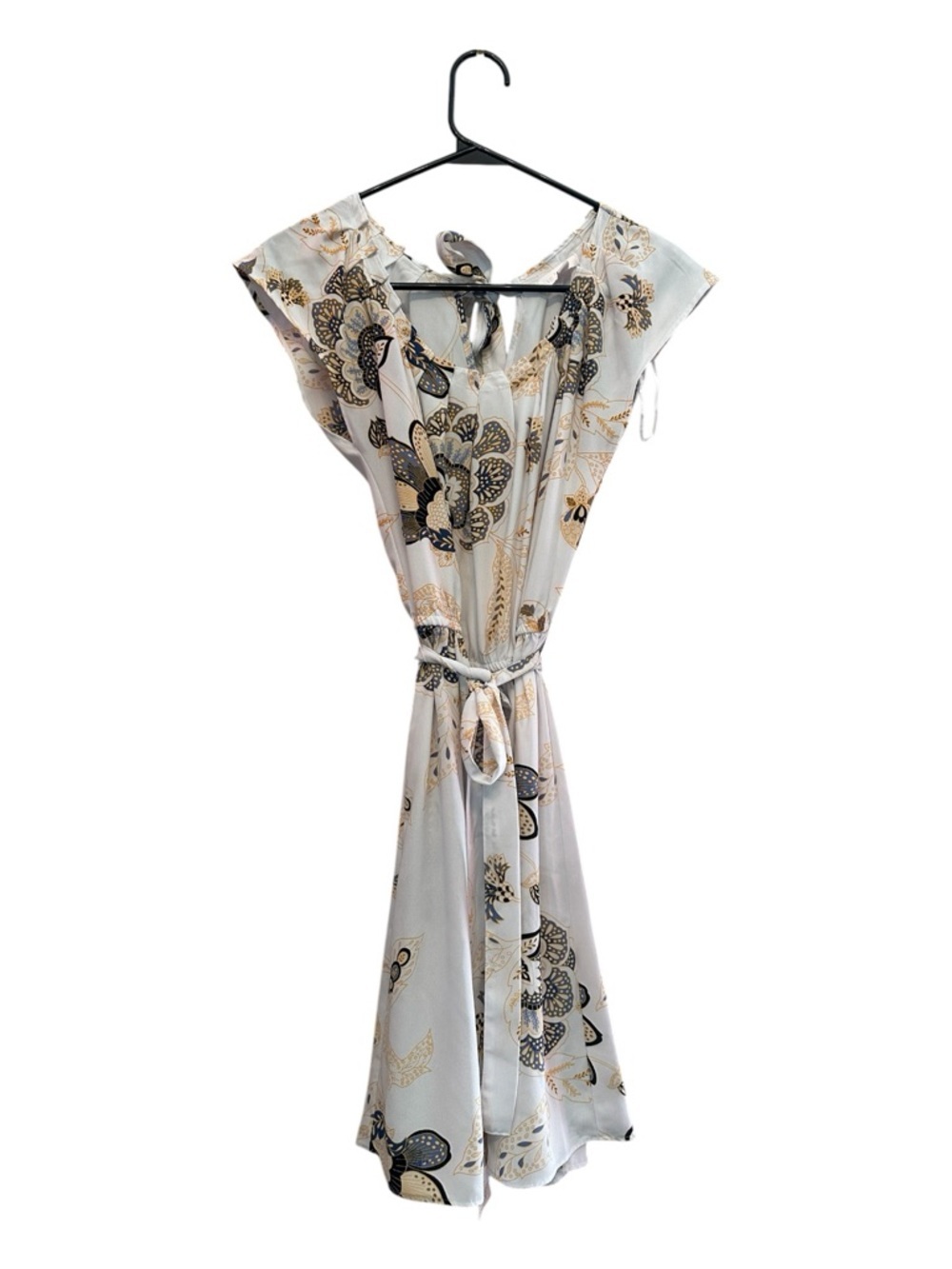 LC Lauren Conrad Cream and Black Floral Maxi Dress Size XS